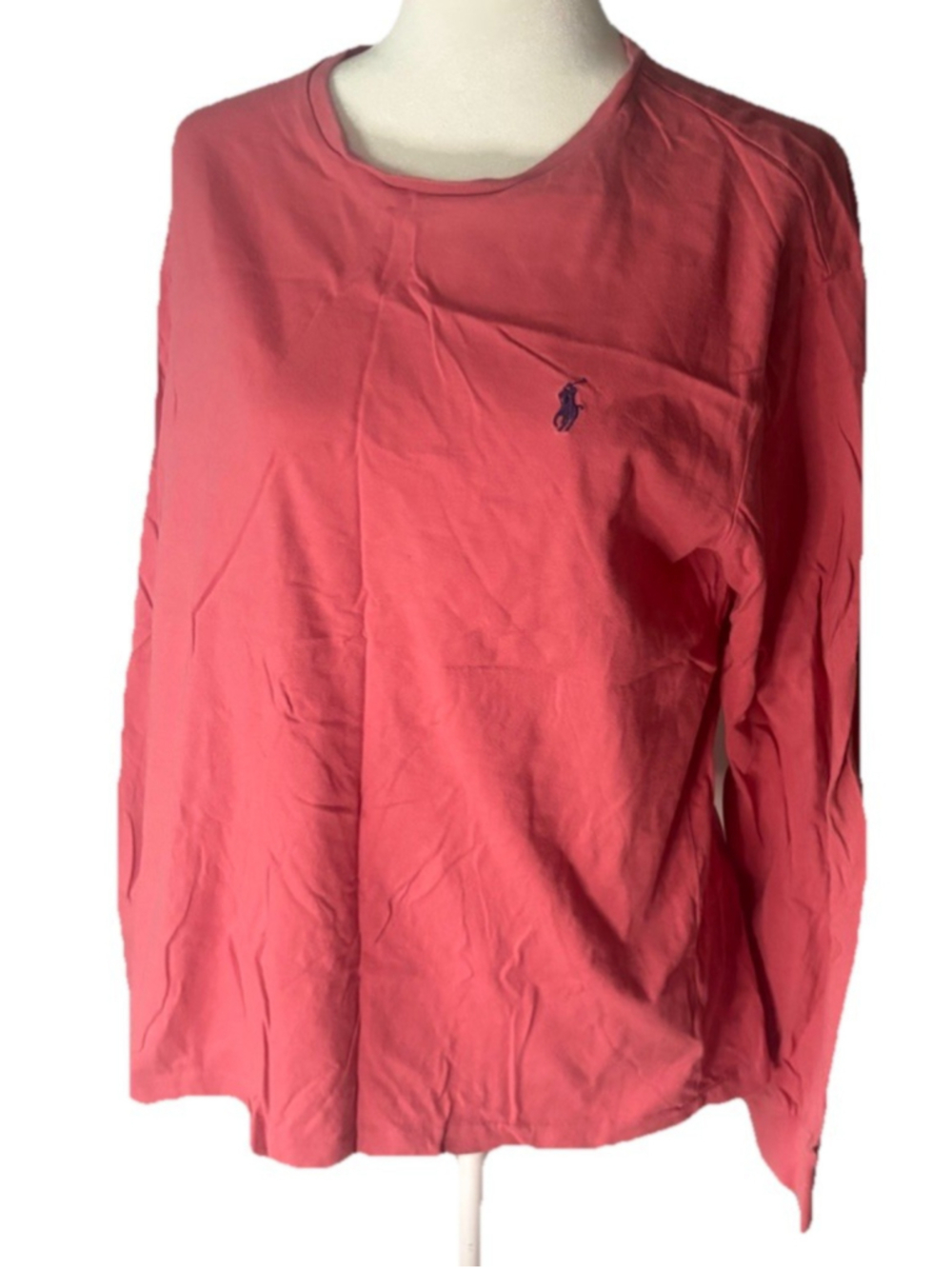 Polo Ralph Lauren Pink Long Sleeve T-Shirt Men’s Large Cotton Jersey Logo